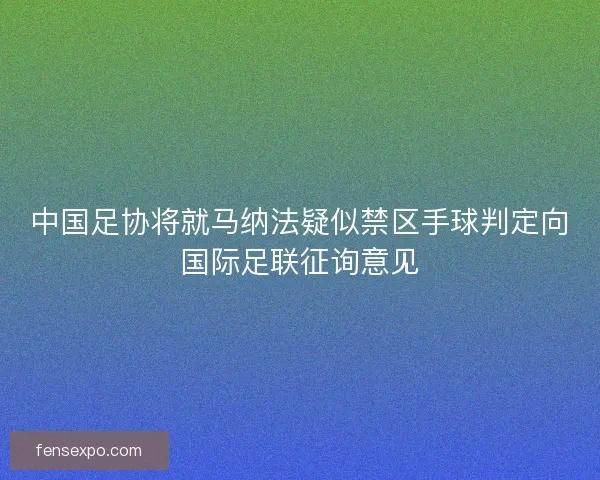 中国足协将就马纳法疑似禁区手球判定向国际足联征询意见